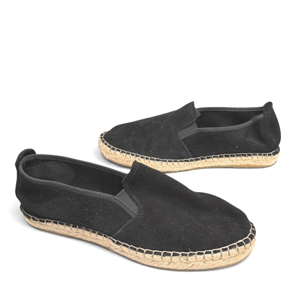 Free People Espadrille Slip On Shoes Womens 7.5 Black Suede Coastal Resort Boho